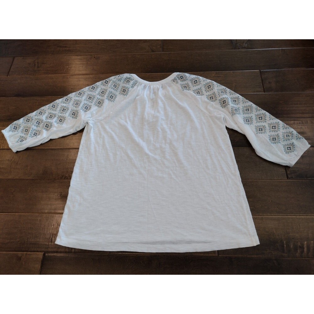 J. JILL PURE Women's white knit embroidered long-sleeve top - L Tall - Picture 2 of 8